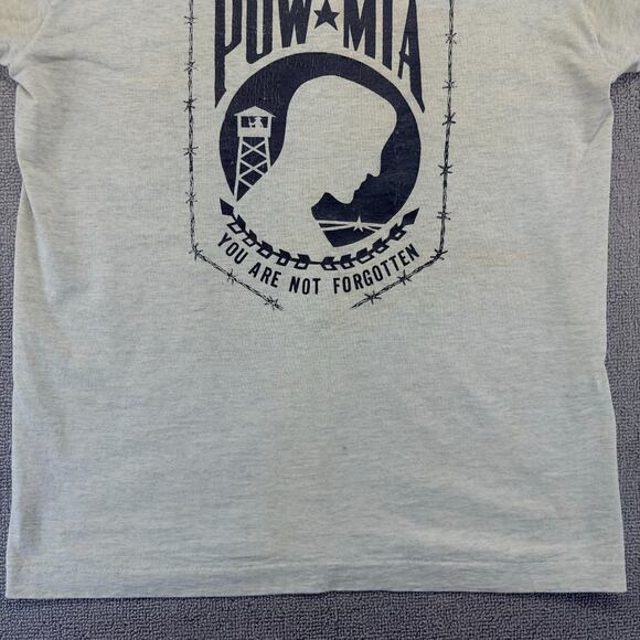 VTG POW MIA Shirt Mens Lg. White Single Stitch BEST Fruit of the Loom Hang Tag - Picture 6 of 14